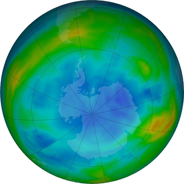 Antarctic ozone map for 23 June 2023